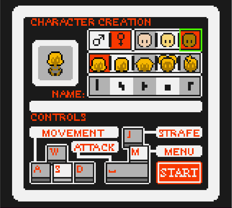 Character Creation Menu